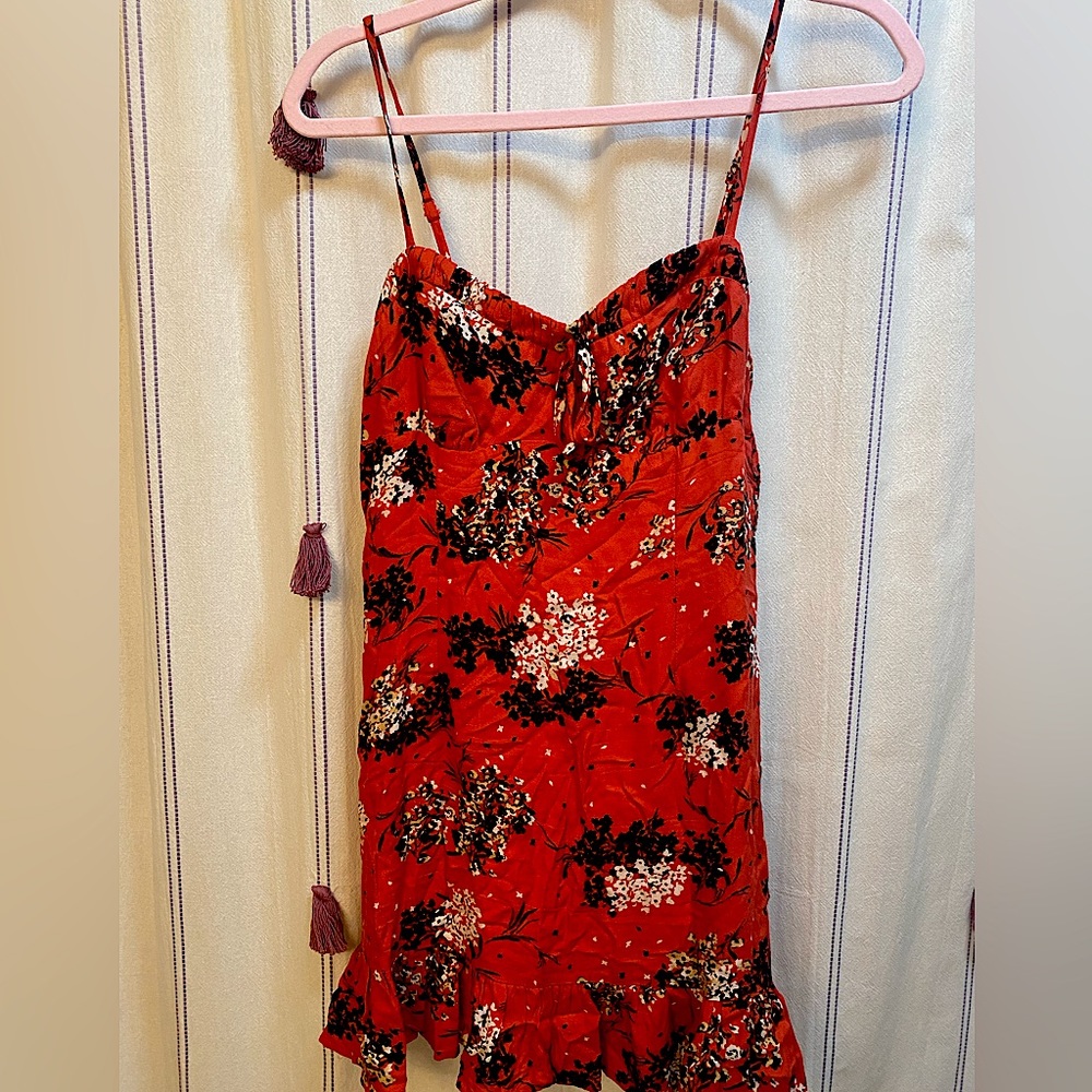 Cute red sundress with flowers
